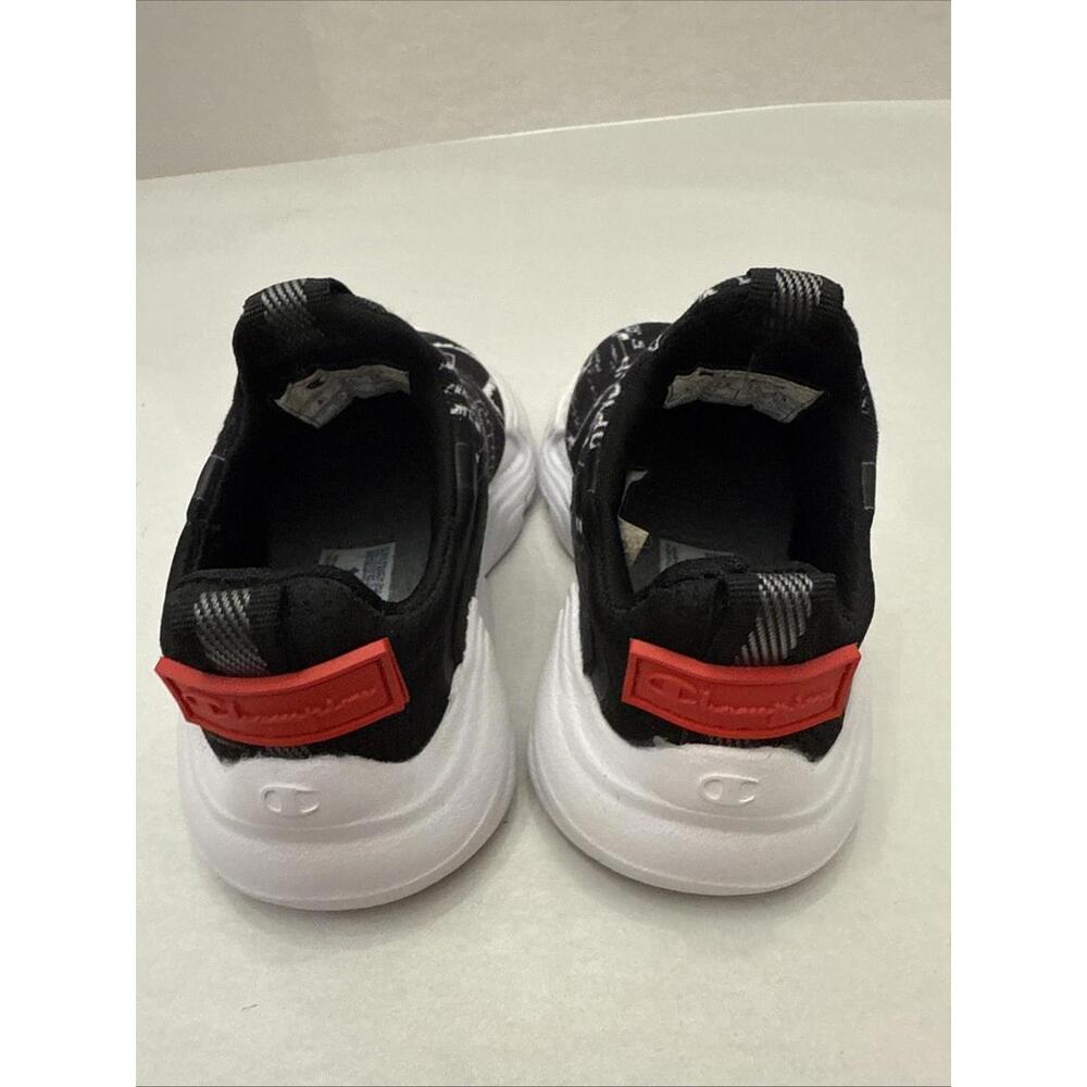 Champion Boys Hyper Apex Doodle Low Sneakers Size 4 Toddler Black White Slip On - Picture 6 of 9